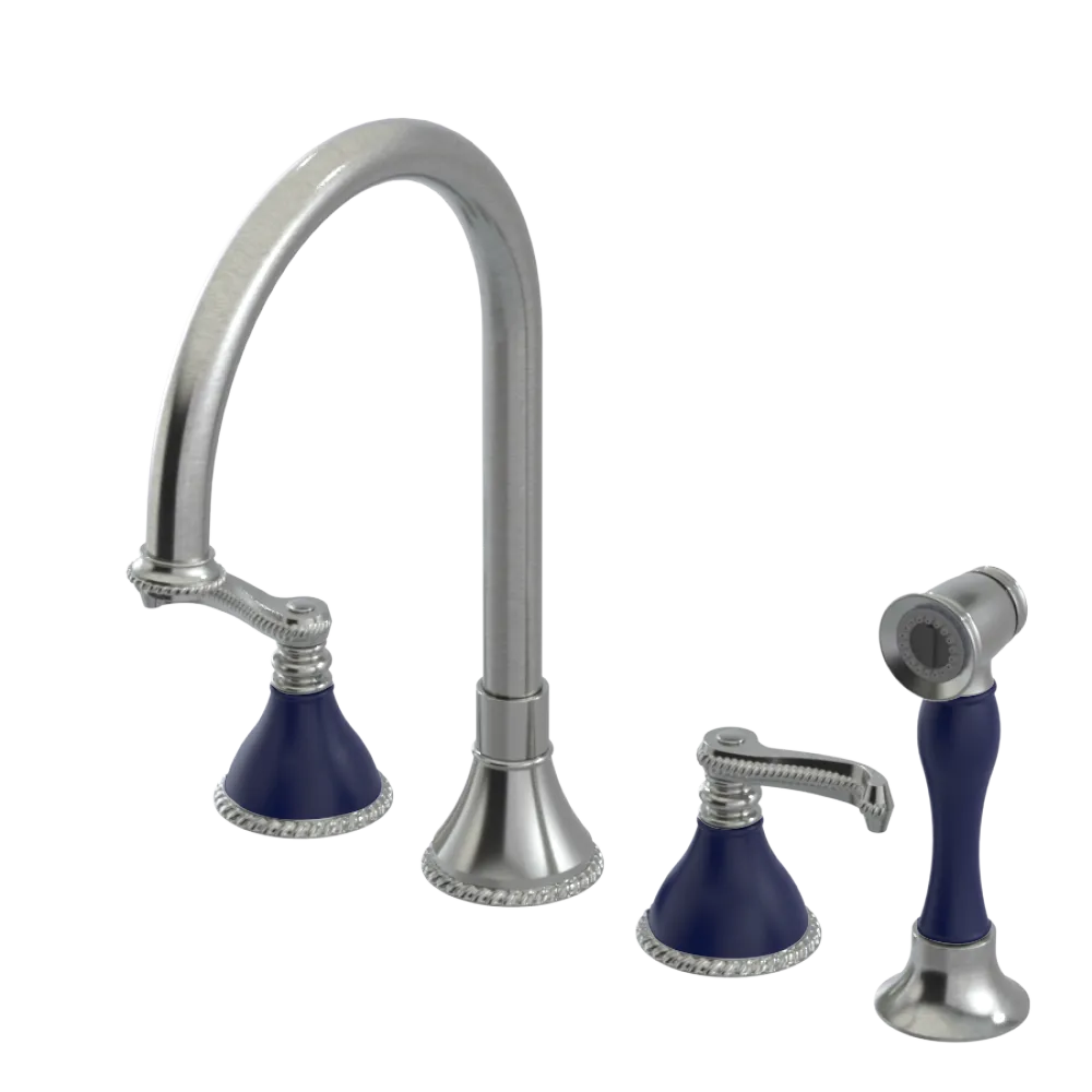 Rubinet Widespread Kitchen Set with Hand Spray Satin Nickel