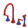 Rubinet Widespread Kitchen Set with Hand Spray Red