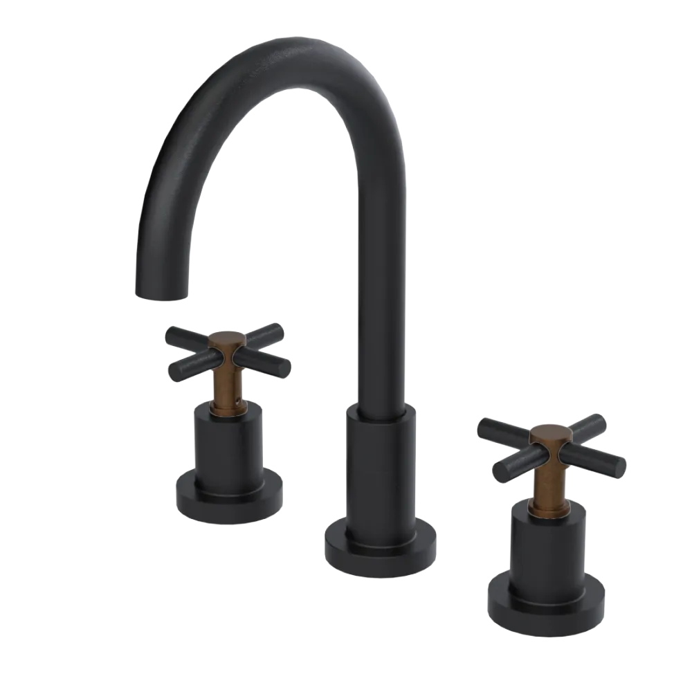 Rubinet Widespread Kitchen Set with LaSalle Spout Matt Black