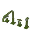 Rubinet Widespread Kitchen Set with Genesis Spout with Hand Spray Green Envy