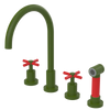 Rubinet Widespread Kitchen Set with LaSalle Spout with Hand Spray Green Envy