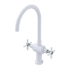Rubinet Two Handle Single Hole Kitchen Set with LaSalle Spout Matt White