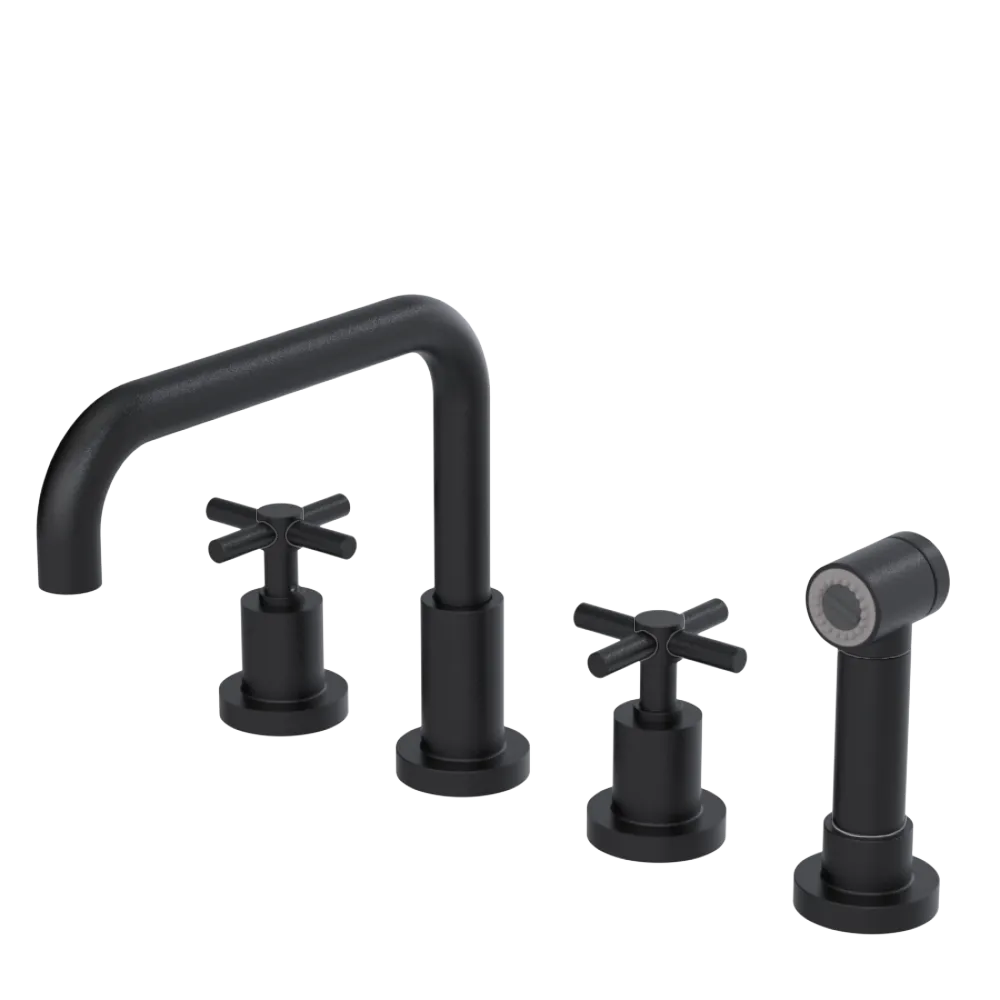 Rubinet Widespread Kitchen Set with Hand Spray Matt Black