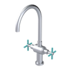 Rubinet Two Handle Single Hole Kitchen Set with LaSalle Spout Satin Chrome