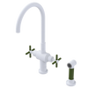 Rubinet Two Handle Single Hole Kitchen Set with LaSalle Spout with Hand Spray Matt White