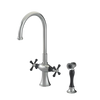 Rubinet Two Handle Single Hole Kitchen Set with Hand Spray Satin Nickel