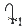 Rubinet Two Handle Single Hole Kitchen Set with Hand Spray Matt Black
