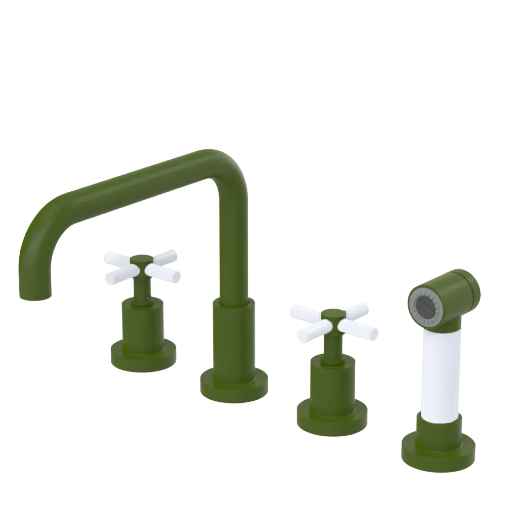 Rubinet Widespread Kitchen Set with Hand Spray Green Envy