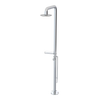 Rubinet Pressure Balance Outdoor Shower with Foot Rinse & 10" Shower Head (with shelf) - 304 Stainless Steel Chrome
