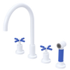 Rubinet Widespread Kitchen Set with LaSalle Spout with Hand Spray White