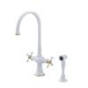 Rubinet Two Handle Single Hole Kitchen Set with Hand Spray White