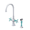 Rubinet Two Handle Single Hole Kitchen Set with Hand Spray Satin Chrome