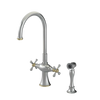 Rubinet Two Handle Single Hole Kitchen Set with Hand Spray Satin Nickel