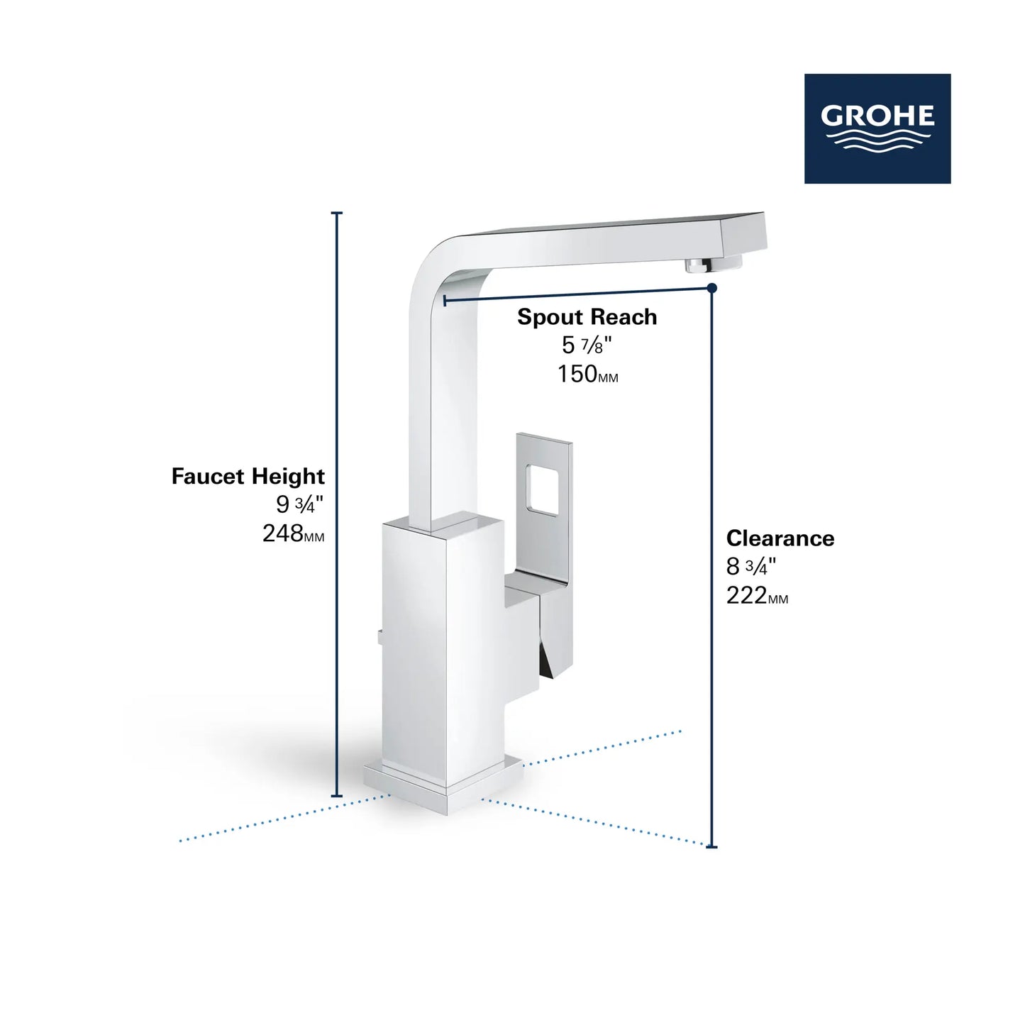 Grohe Eurocube® Single Hole Single-Handle L-Size Bathroom Faucet 4.5 L/Min (1.2 Gpm)
