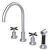 Rubinet Widespread Kitchen Set with LaSalle Spout with Hand Spray Satin Chrome