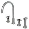 Rubinet Widespread Kitchen Set with LaSalle Spout with Hand Spray Satin Nickel