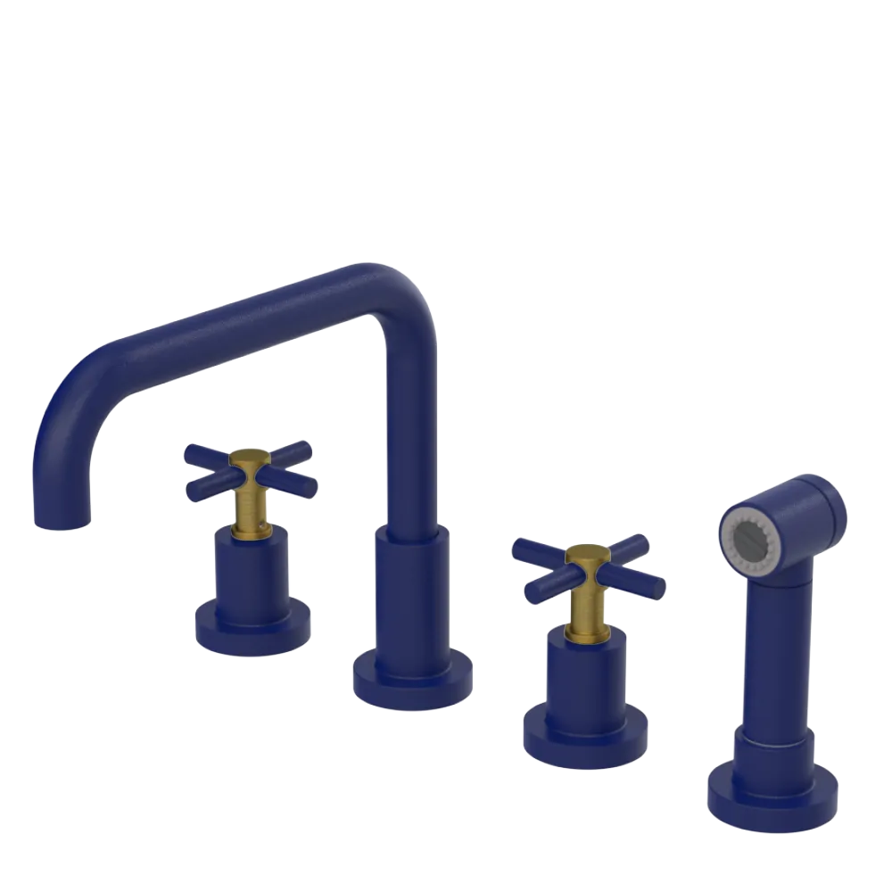 Rubinet Widespread Kitchen Set with Hand Spray Midnight Blue