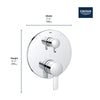 Grohe Cosmopolitan Pressure Balance Valve Trim With 3-Way Diverter With Cartridge