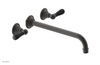 JAMESTOWN Wall Lavatory Set - 12" Spout - Lever Handle with "Black" Accents 165-12-12