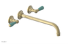 JAMESTOWN Wall Lavatory Set - 12" Spout - Lever Handle with "Turqoise" Accents 165-12-12