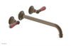 JAMESTOWN Wall Tub Set - 12" Spout - Lever Handle with "Pink" Accents 165-57-12