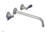 JAMESTOWN Wall Lavatory Set - 12" Spout - Lever Handle with "Purple" Accents 165-12-12