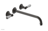 JAMESTOWN Wall Lavatory Set - 12" Spout - Lever Handle with "White" Accents 165-12-12