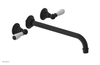 JAMESTOWN Wall Lavatory Set - 12" Spout - Lever Handle with "White" Accents 165-12-12