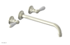 JAMESTOWN Wall Lavatory Set - 12" Spout - Lever Handle with "White" Accents 165-12-12