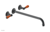 JAMESTOWN Wall Lavatory Set - 14" Spout - Lever Handle with "Orange" Accents 165-12-14