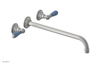 JAMESTOWN Wall Lavatory Set - 14" Spout - Lever Handle with "Light Blue" Accents 165-12-14