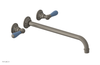 JAMESTOWN Wall Lavatory Set - 14" Spout - Lever Handle with "Light Blue" Accents 165-12-14