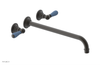 JAMESTOWN Wall Lavatory Set - 14" Spout - Lever Handle with "Light Blue" Accents 165-12-14