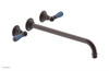 JAMESTOWN Wall Lavatory Set - 14" Spout - Lever Handle with "Light Blue" Accents 165-12-14