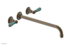 JAMESTOWN Wall Lavatory Set - 14" Spout - Lever Handle with "Turqoise" Accents 165-12-14