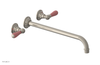JAMESTOWN Wall Lavatory Set - 14" Spout - Lever Handle with "Pink" Accents 165-12-14