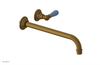 JAMESTOWN Single Handle Wall Lavatory Set - 12" Spout with "Light Blue" Accents 165-16-12