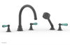 JAMESTOWN - Deck Tub Set with Hand Shower - Lever Handles with "Turqoise" Accents 165-49