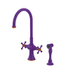 Rubinet Two Handle Single Hole Kitchen Set with Hand Spray Purple Haze