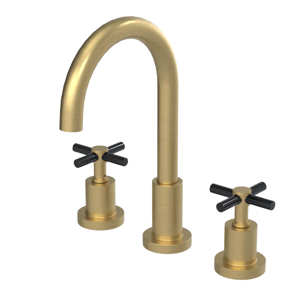 Rubinet Widespread Kitchen Set with LaSalle Spout Satin Brass