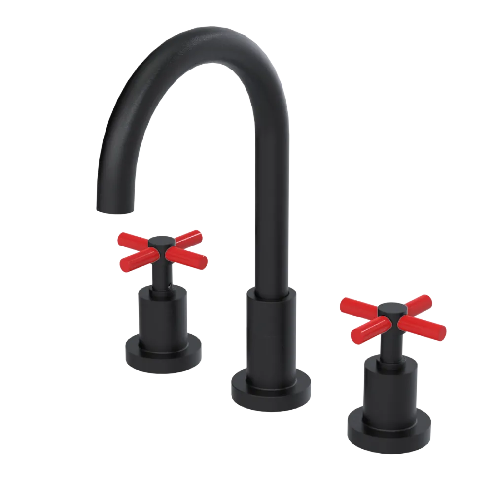 Rubinet Widespread Kitchen Set with LaSalle Spout Matt Black