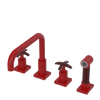 Rubinet Widespread Kitchen Set with Genesis Spout with Hand Spray Maroon