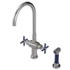 Rubinet Two Handle Single Hole Kitchen Set with LaSalle Spout with Hand Spray Polished Nickel