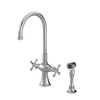 Rubinet Two Handle Single Hole Kitchen Set with Hand Spray Polished Nickel