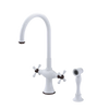 Rubinet Two Handle Single Hole Kitchen Set with Hand Spray White