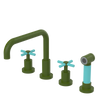 Rubinet Widespread Kitchen Set with Hand Spray Green Envy
