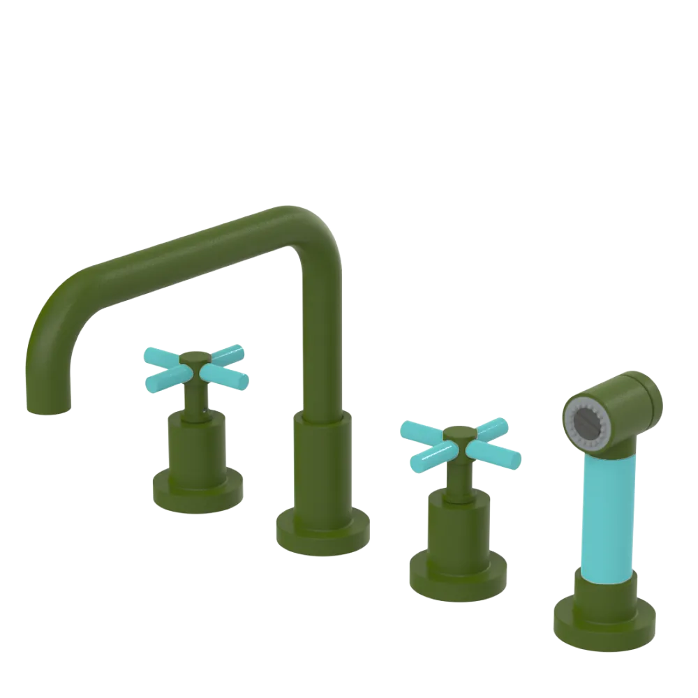 Rubinet Widespread Kitchen Set with Hand Spray Green Envy