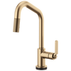 Brizo Smarttouch Pull Down Kitchen Faucet With Angled Spout And Industrial Handle