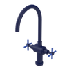 Rubinet Two Handle Single Hole Kitchen Set with LaSalle Spout Midnight Blue