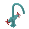 Rubinet Single Hole Dual Handle Lav. Set. (less drain) Aqua
